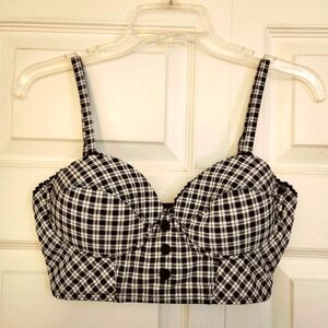 Black and White Checkered Bra with Underwire Support